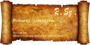 Rohony Szendike névjegykártya